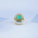 Three Stone Emerald Gemstone Halo Ring Ring