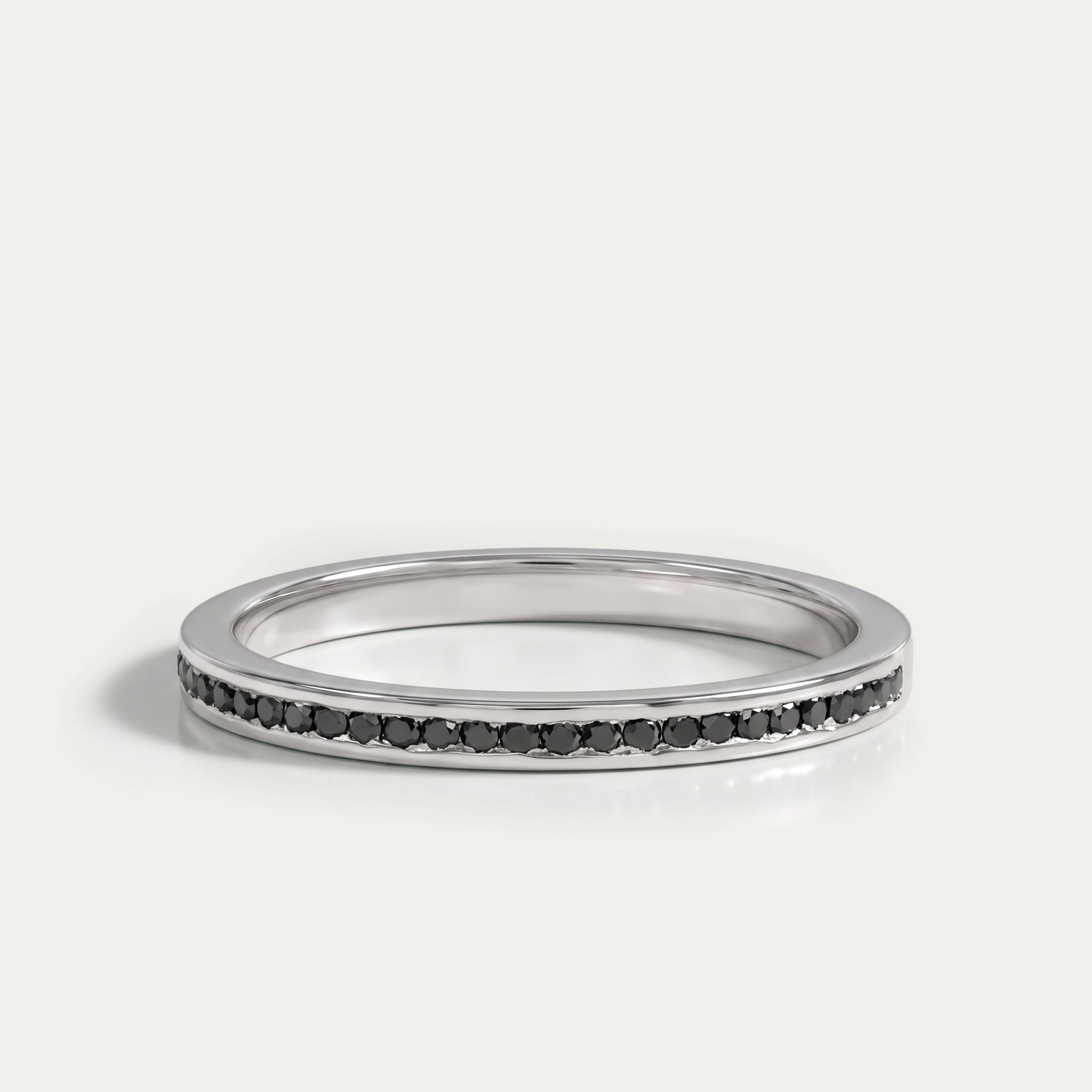 Black Round Lab Diamond channel Set Half Eternity Ring Rings