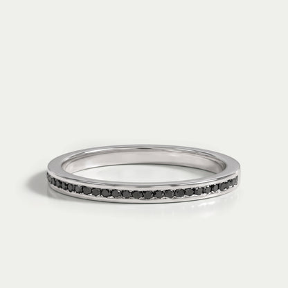 Black Round Lab Diamond channel Set Half Eternity Ring Rings