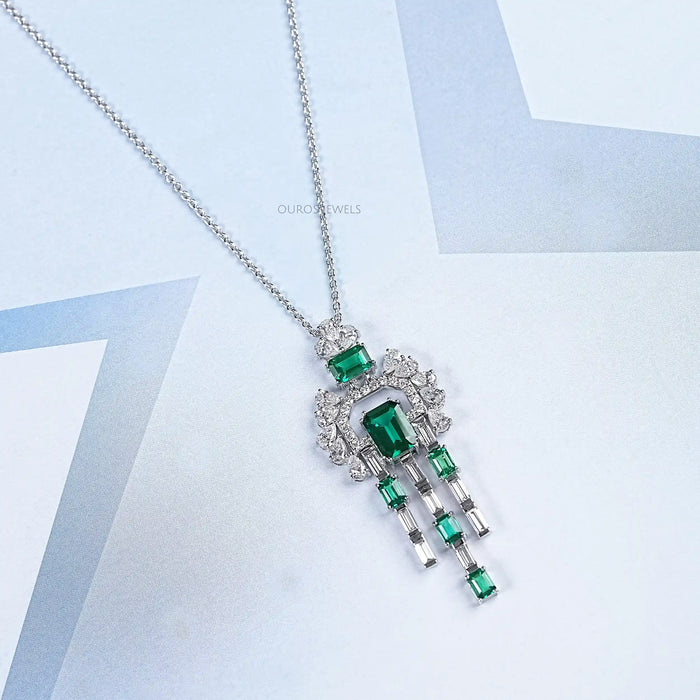 Cluster Diamond And Gemstone Pendant
