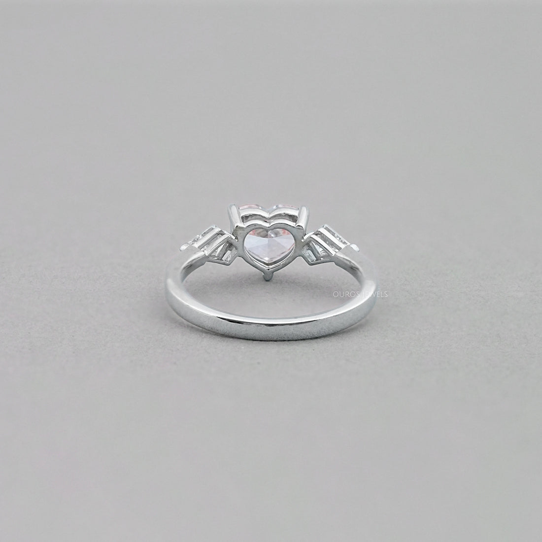 3 Stone Pink Heart Cut Diamond Engagement Ring Ring