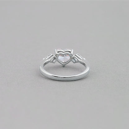 3 Stone Pink Heart Cut Diamond Engagement Ring Ring
