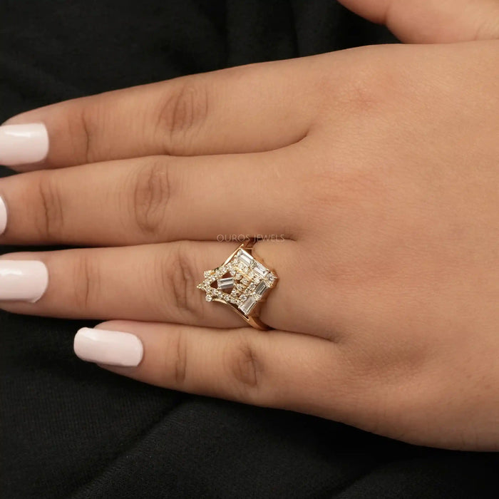 Round Diamond Chevron RIng]-[Ouros Jewels]