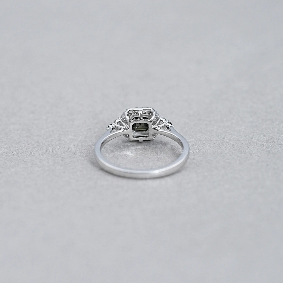 Asscher Cut Black Diamond Halo Ring Ring