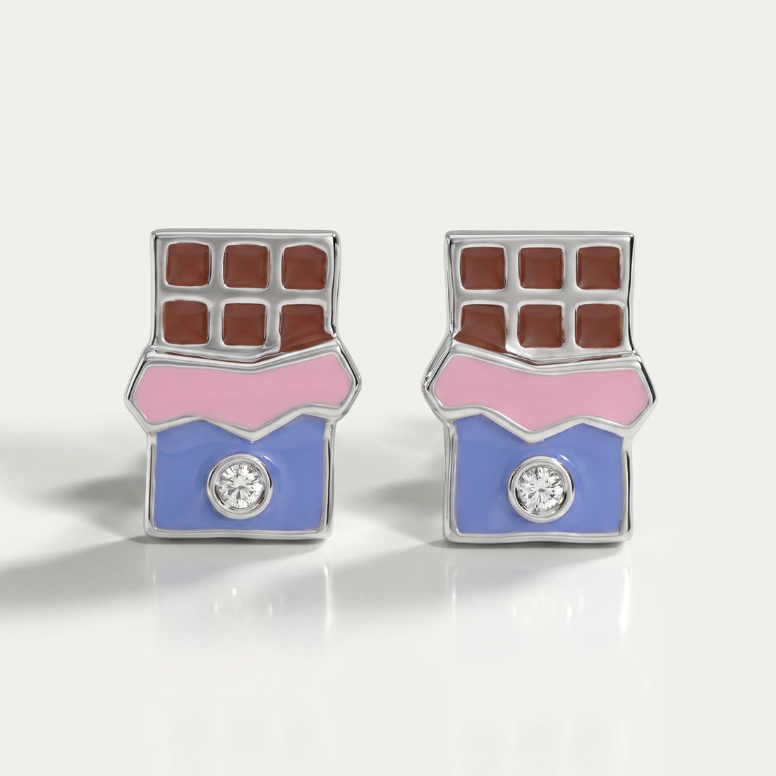 Chocolate Shape Enamel Earrings For Kids