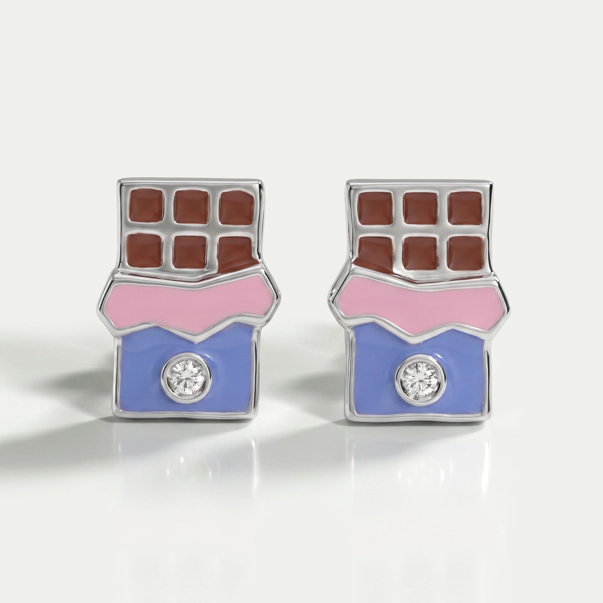 Chocolate Shape Enamel Earrings For Kids