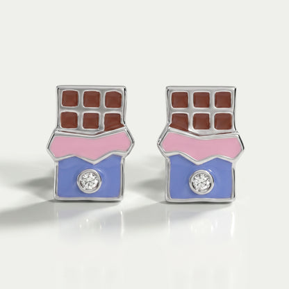 Chocolate Shape Enamel Earrings For Kids