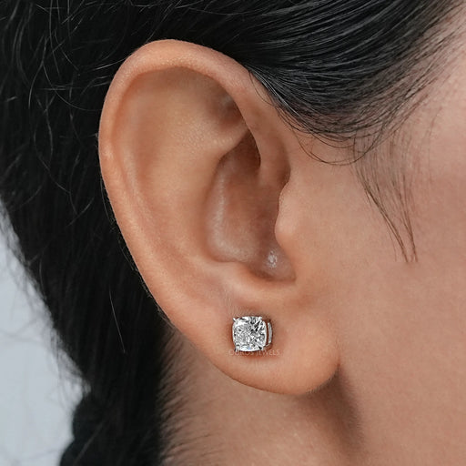 Cushion Cut Lab Diamond Solitaire Stud Earrings