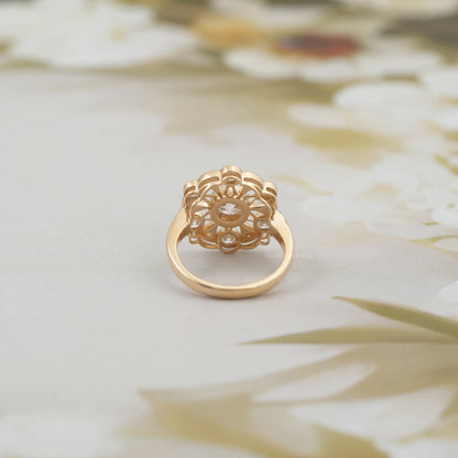 Vintage Old Cut Round Flower Style Ring Ring