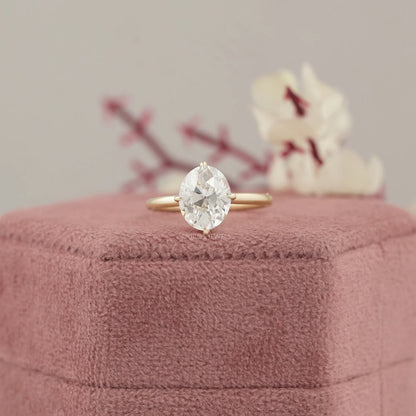 Solitaire Old Mine Oval Diamond Ring Rings