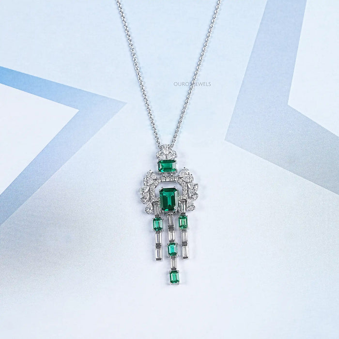 Cluster Diamond And Gemstone Pendant
