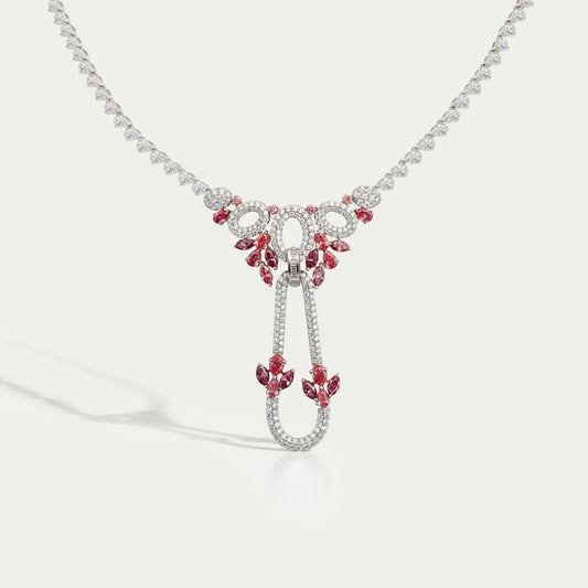 Pear And Round Shape Cluster Diamond Bridal Necklace Necklaces