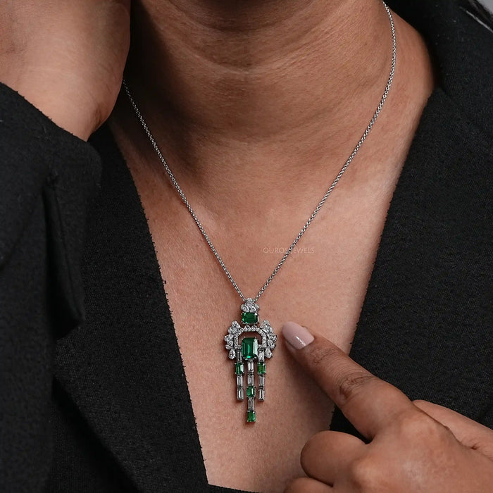 Cluster Diamond And Gemstone Pendant
