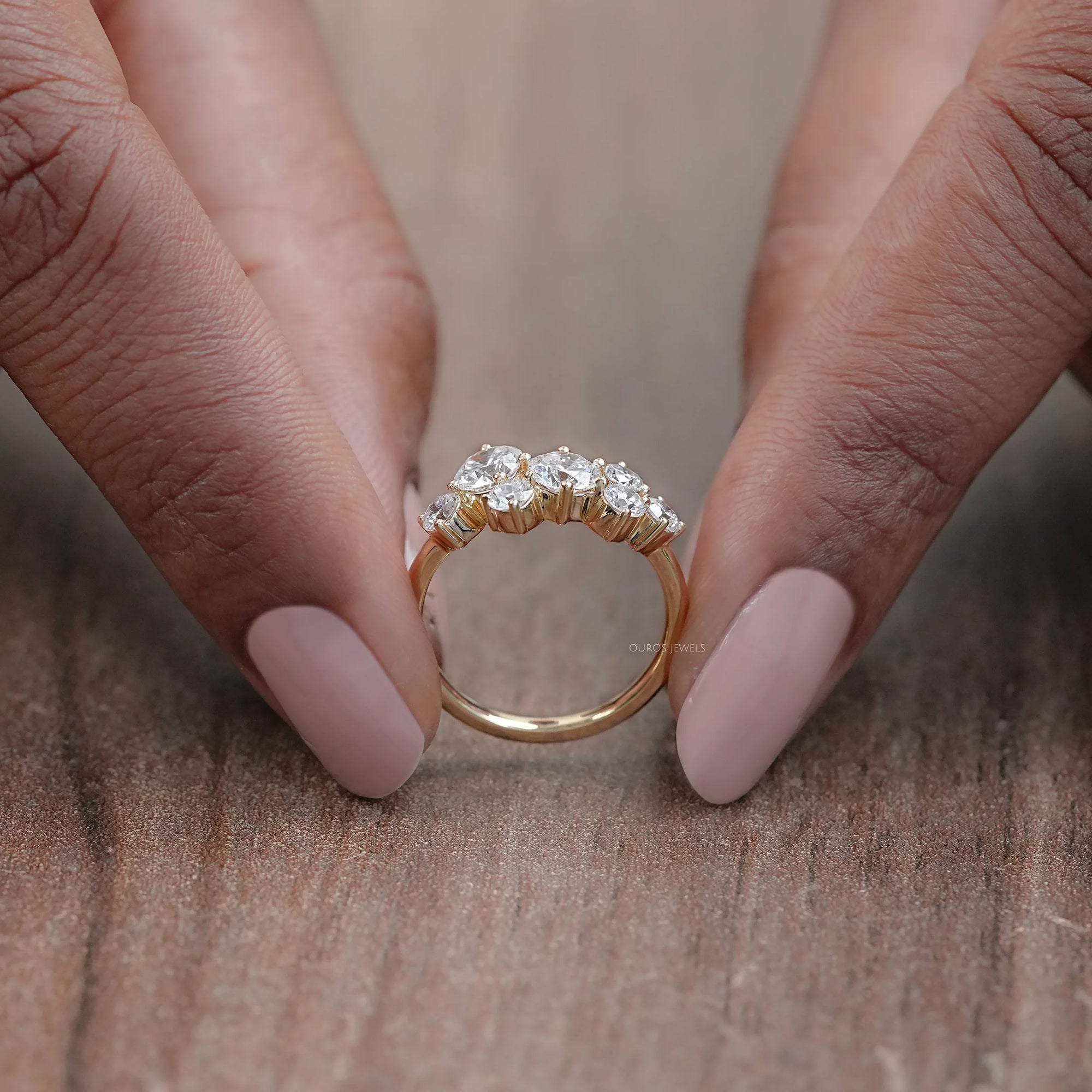 Round Lab Diamond Cluster Dainty Wedding Ring Rings