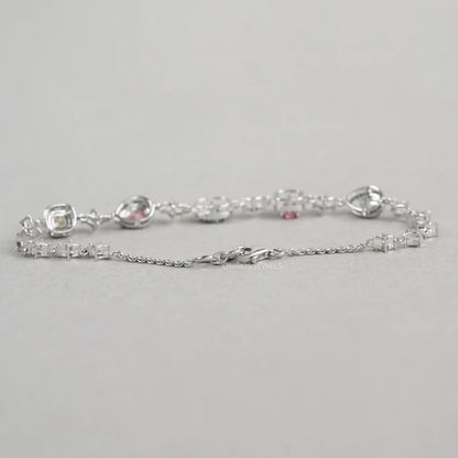 Color Diamond Halo Link Bracelet Bracelet