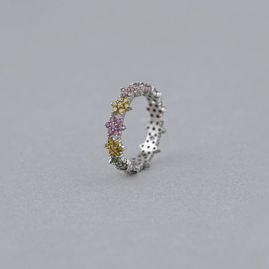 Round Colored Diamond Wedding Stackable Band Rings