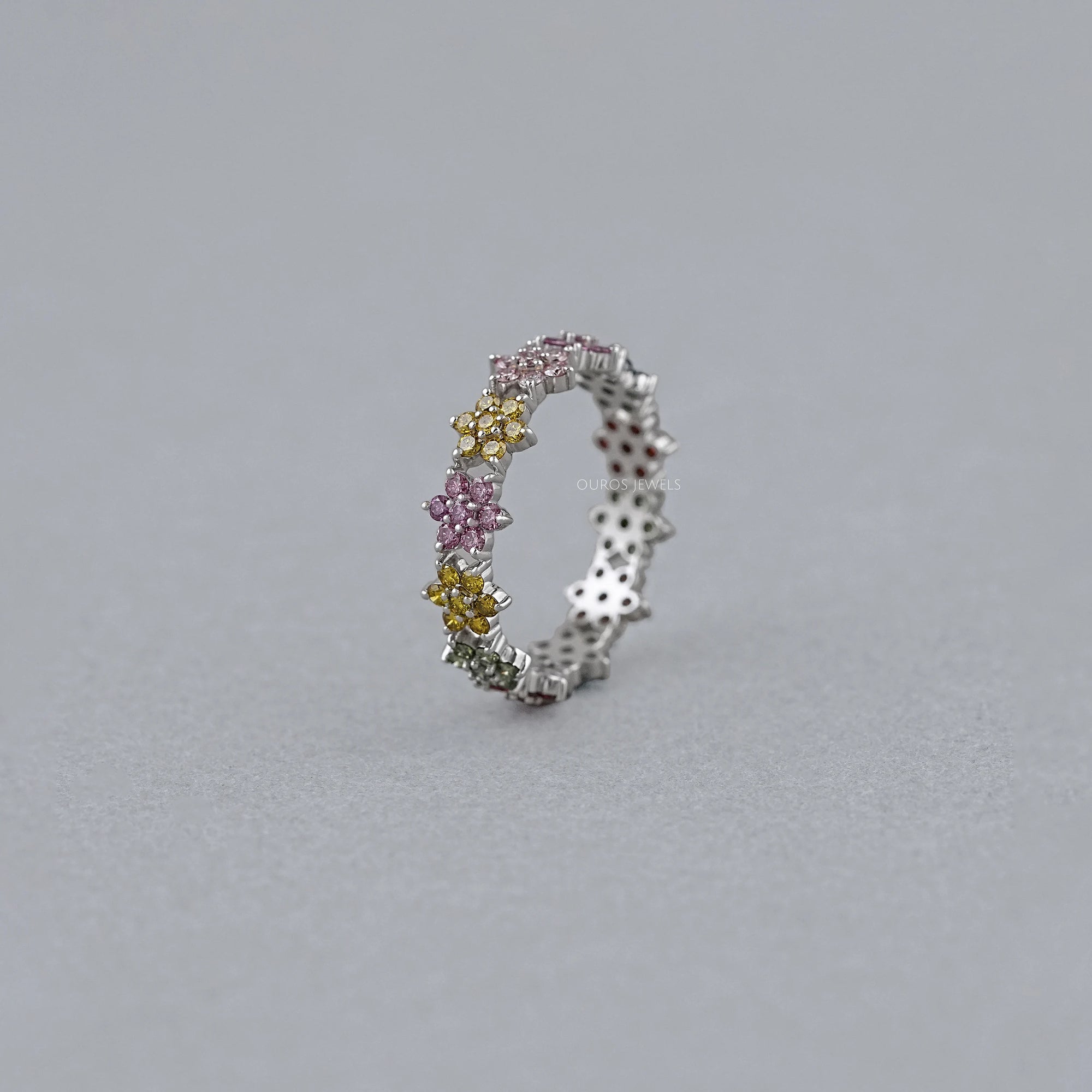 Round Colored Diamond Wedding Stackable Band Rings