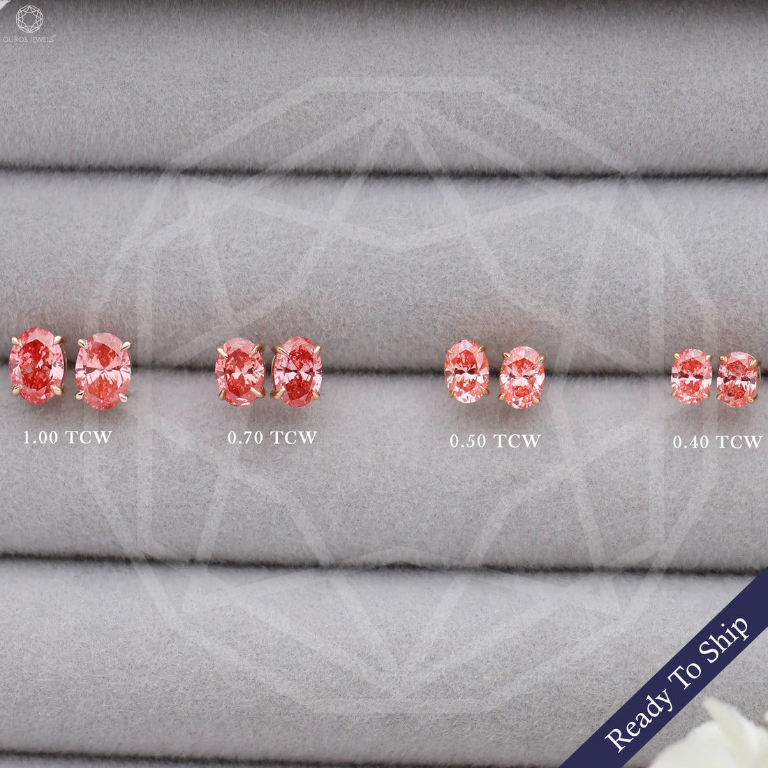 Pink Oval Cut Screw Back Earrings