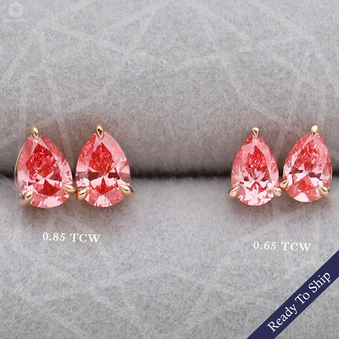 Pink Pear Diamond Rose Gold Stud Earrings Earrings