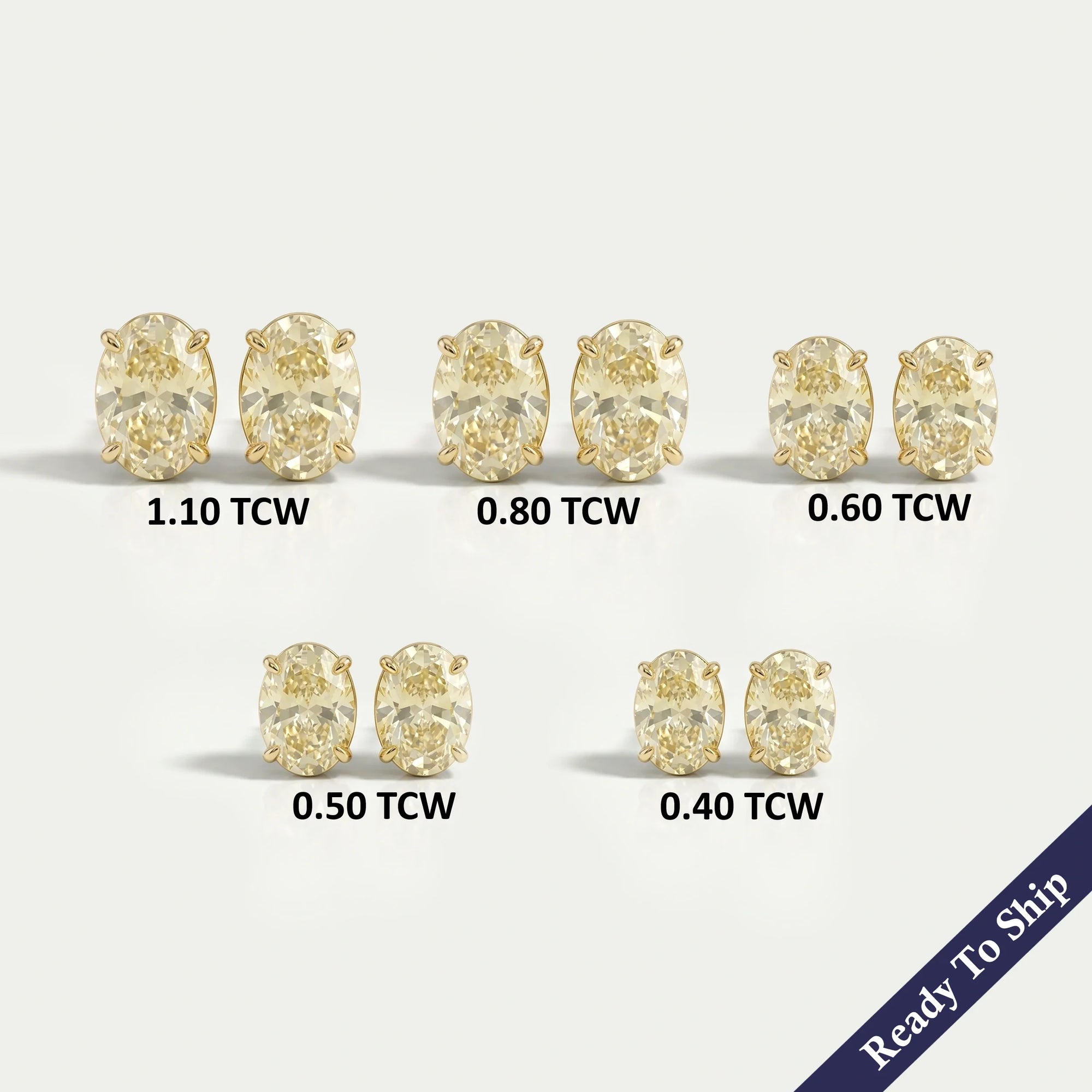 Yellow Oval Cut Lab Grown Diamond Screw Back Earrings
