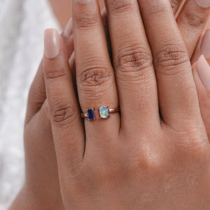 Opal And Sapphire Eemrald Open Cuff Ring