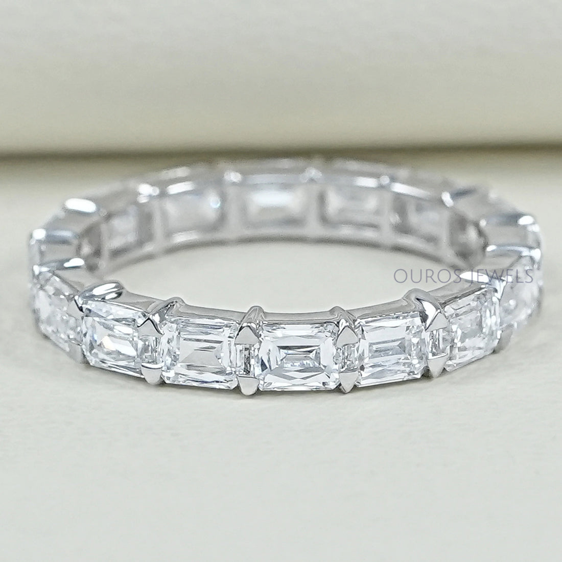 Criss Cut Eternity Wedding Band - East West Set Ring