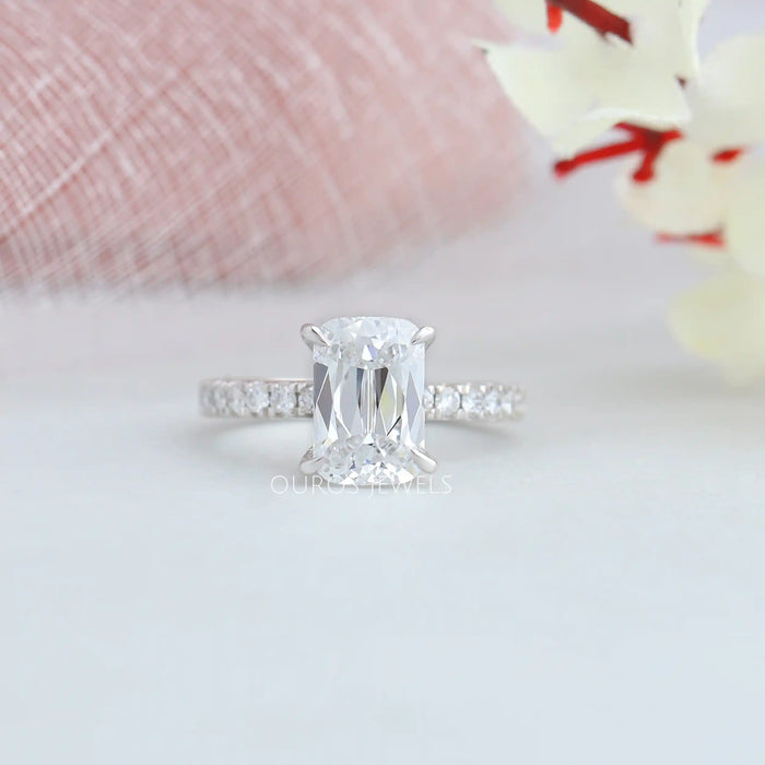 Criss Cut Solitaire Accent Engagement Ring