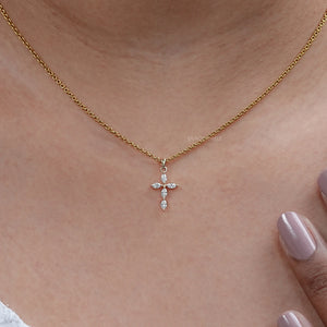 Marquise Cut Lab Grown Diamond Cross Pendant