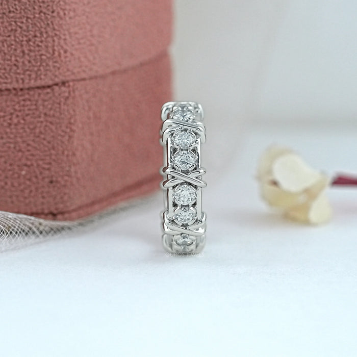 Round Lab Diamond Crossover Eternity Band