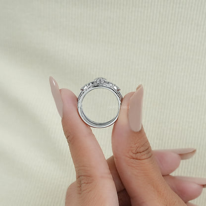 Heart Shape Crown Hands Lab Diamond Ring Set Ring