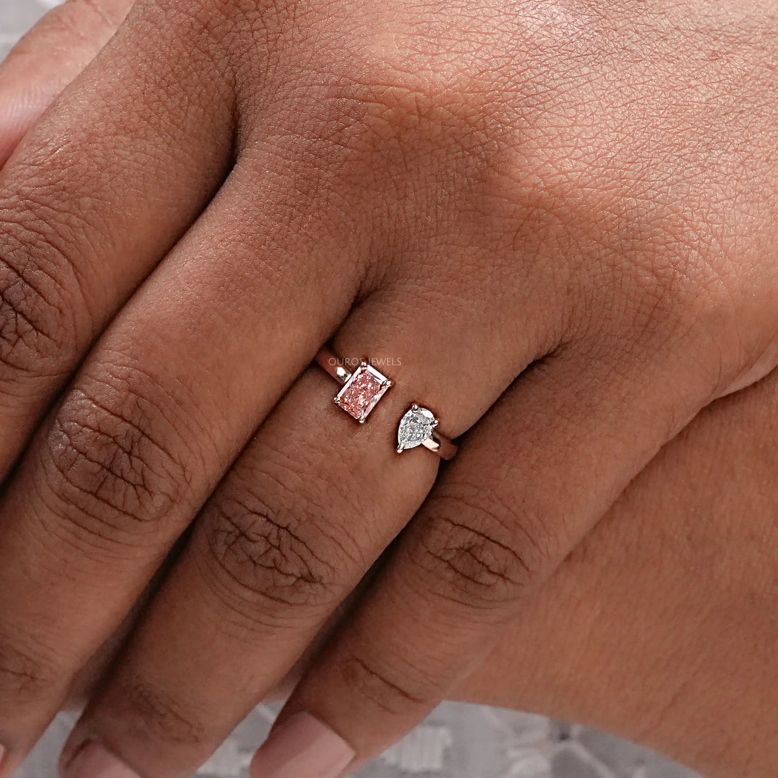 Pear And Radiant Lab Diamond Toi Et Moi Ring Ring