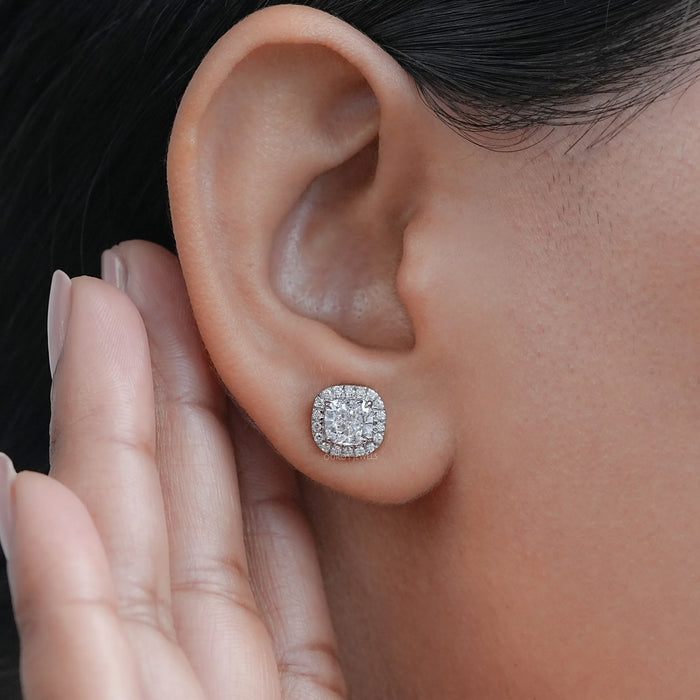 Cushion Cut  Diamond Stud Earrings