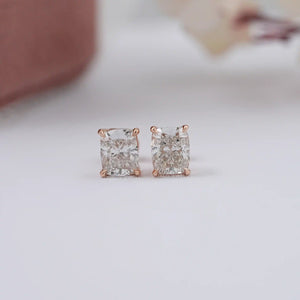 cushion cut stud earrings rose gold 