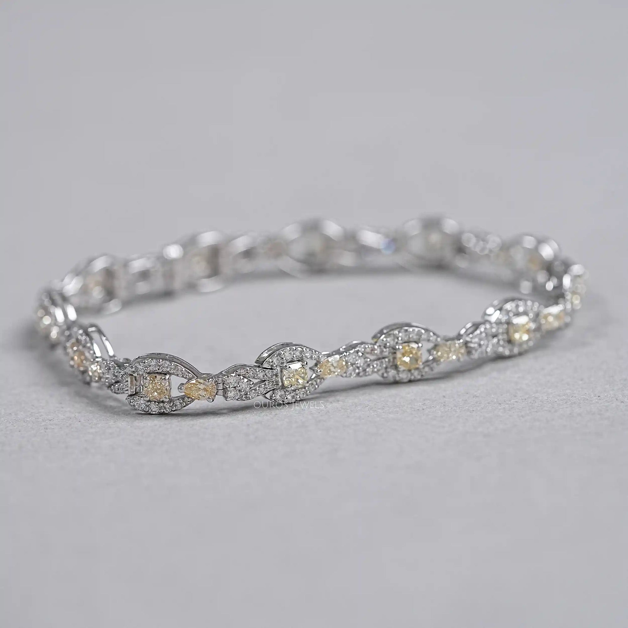 Yellow Cushion Cut Halo Link Bracelet Bracelet