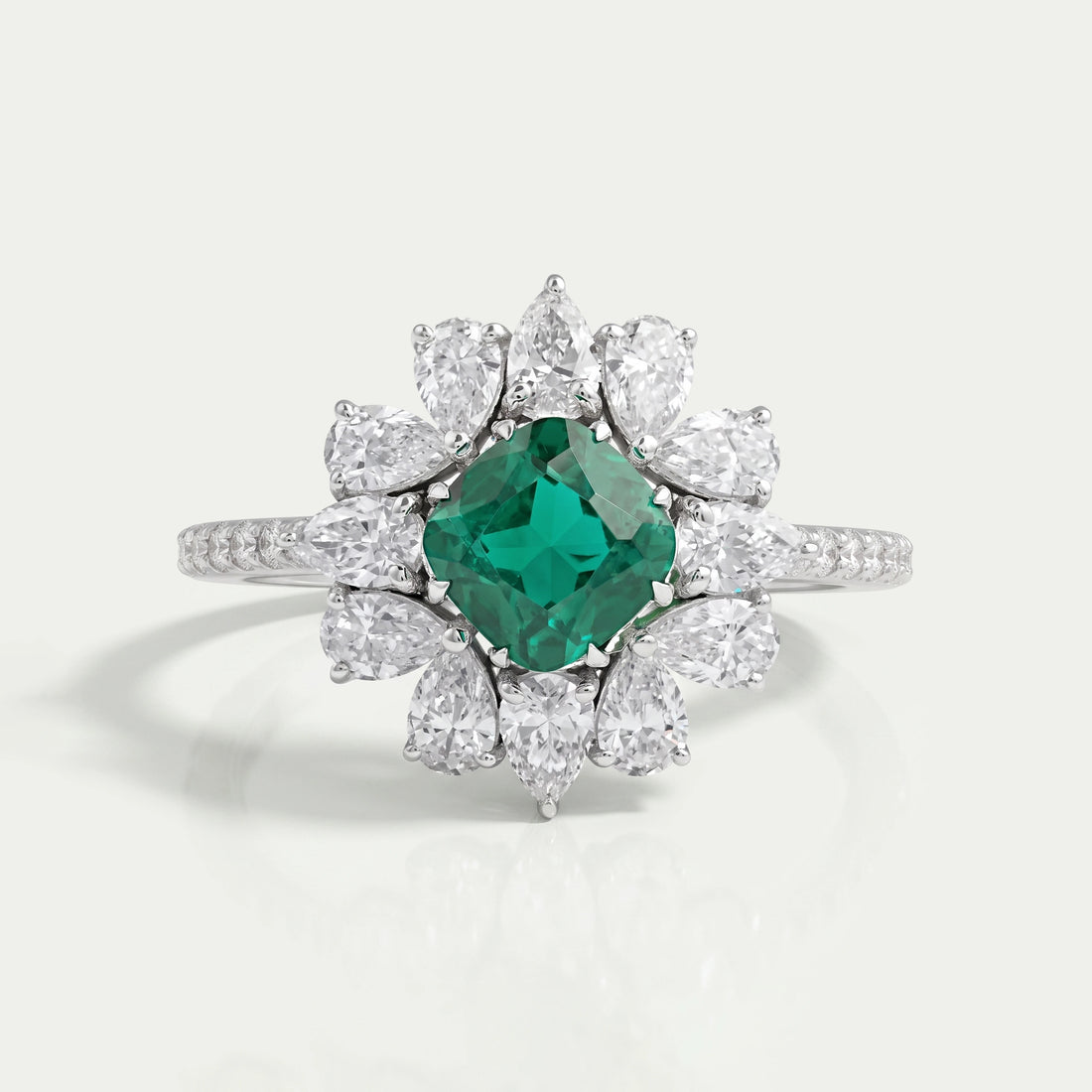 Gemstone Cushion Shape Halo Diamond Ring