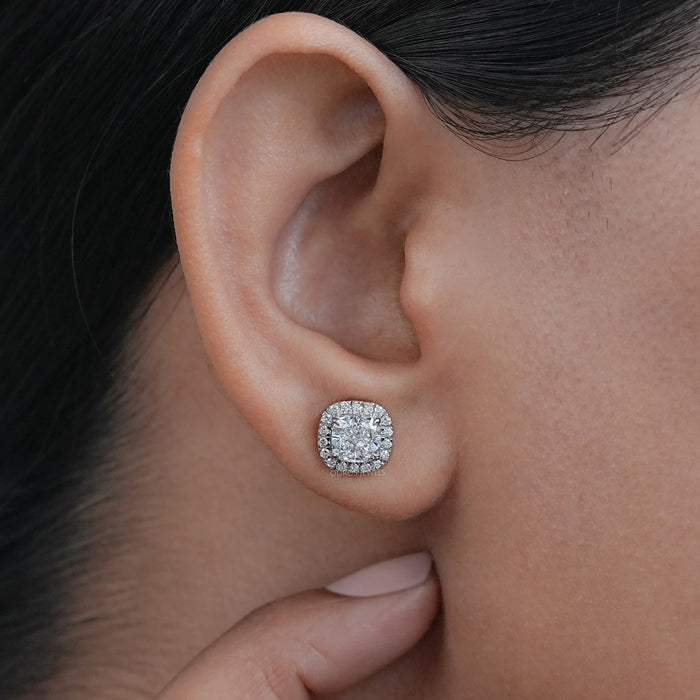 Cushion Cut  Diamond Stud Earrings