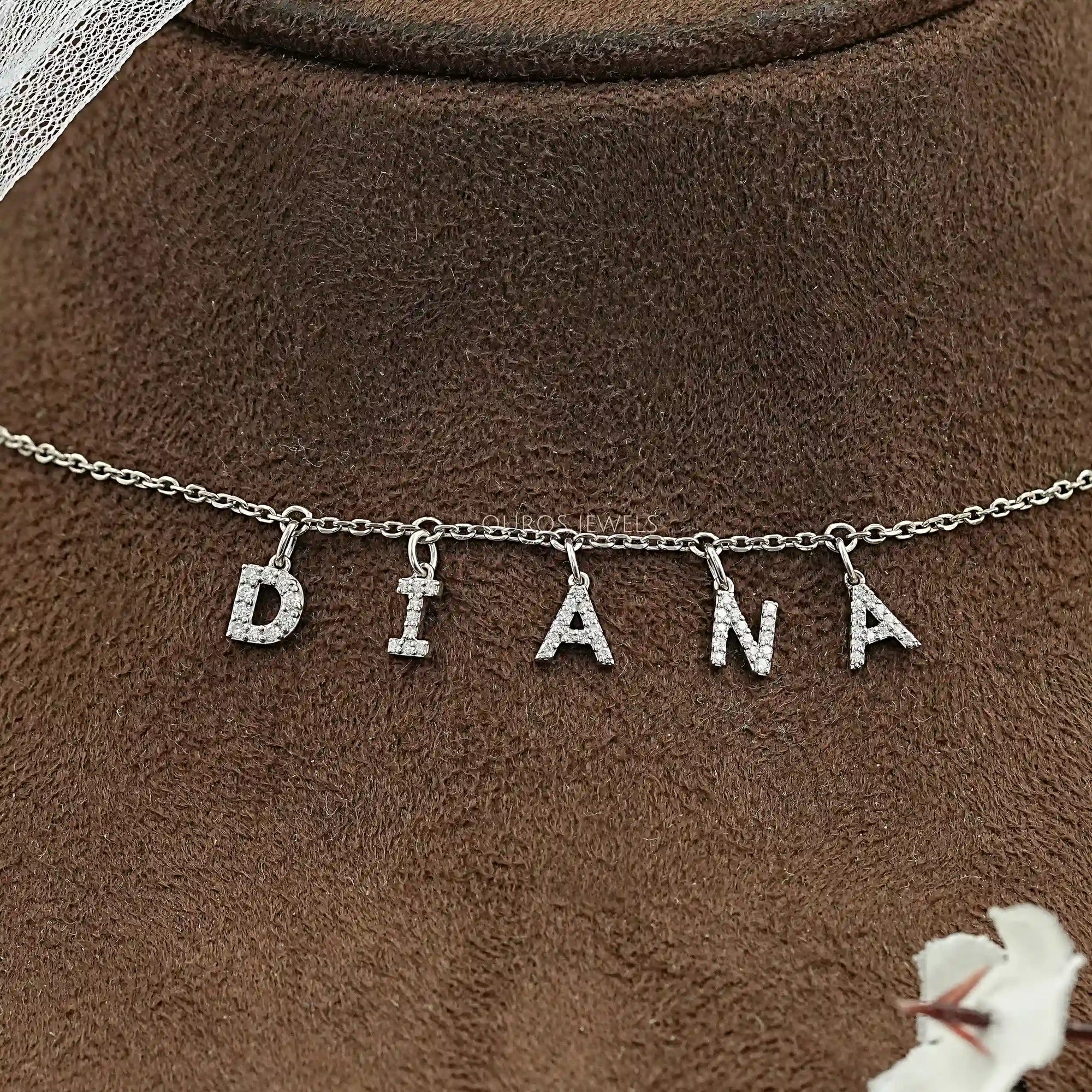 DIANA Letter Round Cut Customize Pendant Necklace