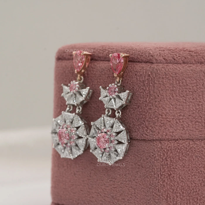 Starbrust Pink Pear Lab Diamond Drop Earrings