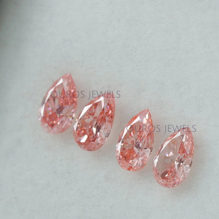Pear Lab Grown Diamond With 0.42 Carat Pink