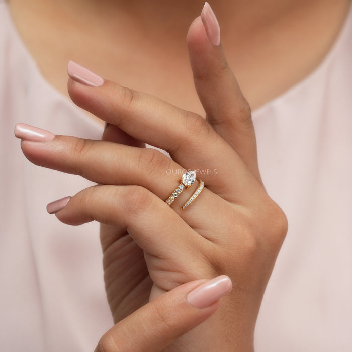 Pear Cut Lab Diamond Spiral Anniversary Ring