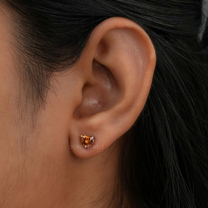 Red Heart Diamond Solitaire Stud Earrings Earring