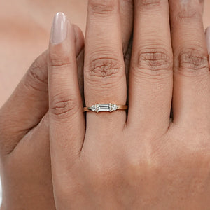 Baguette Cut Lab Diamond Dainty Ring