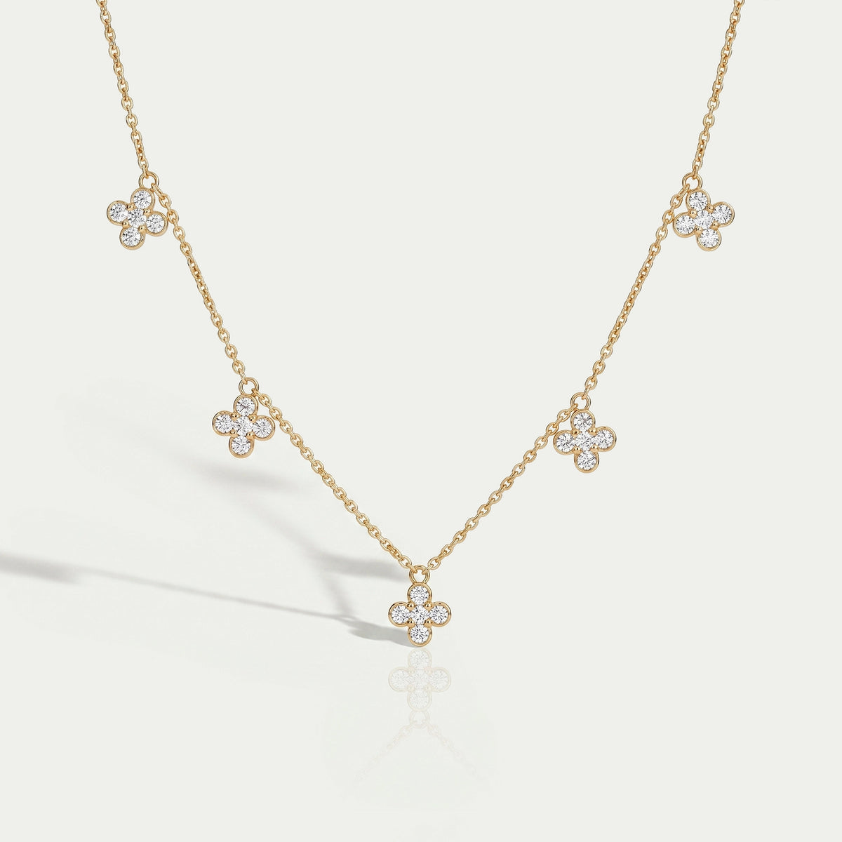 Daisy Flower Bezel Set Chain Station Necklace Necklaces