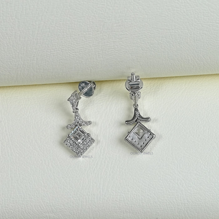 Carre Cut  Lab Diamond  Dangle  Earrings