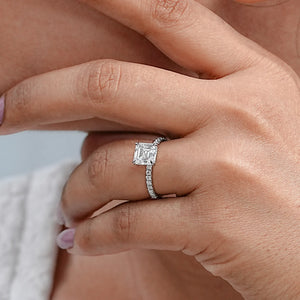 Asscher Cut Solitaire Diamond Engagement Ring