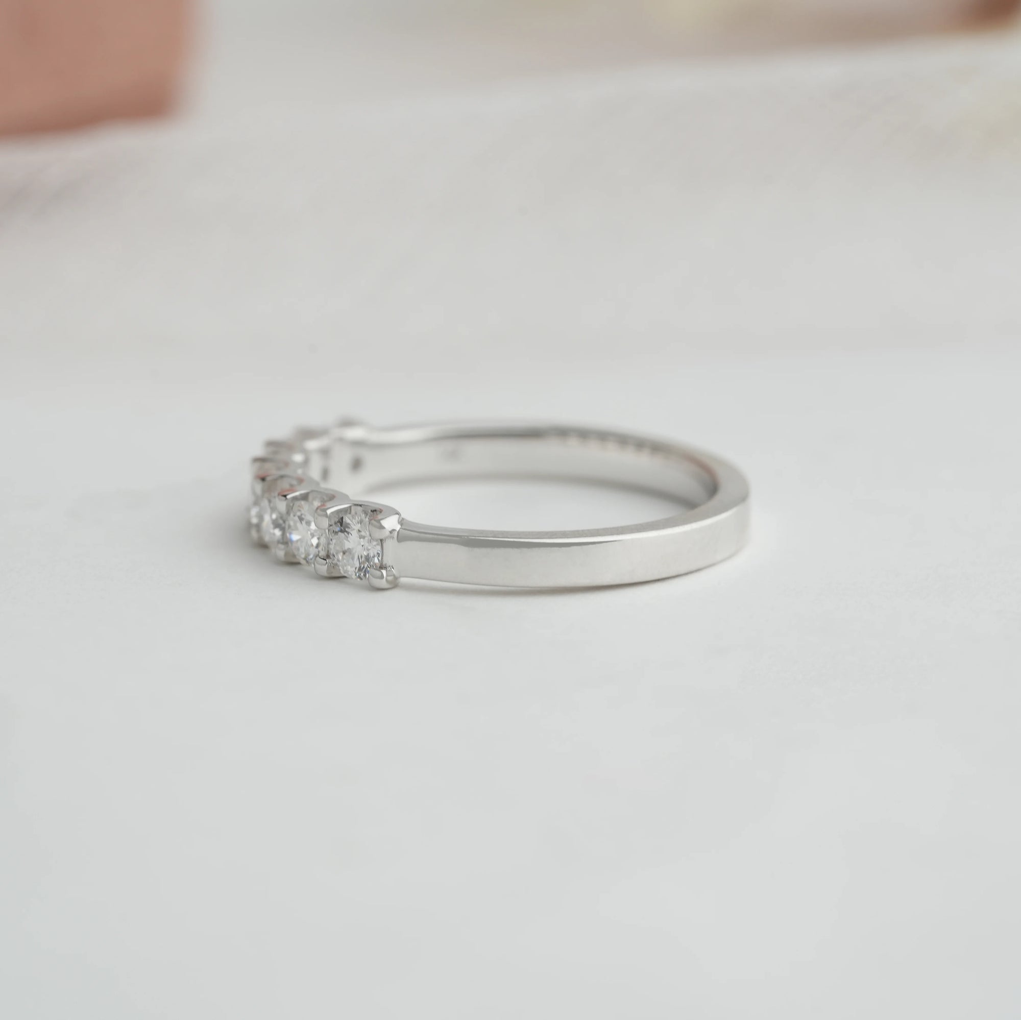 Round Cut Lab Grown Diamond Half Wedding Band