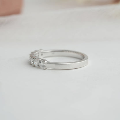 Round Cut Lab Grown Diamond Half Wedding Band