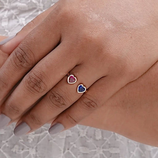 heart cut gemstone cuff ring 