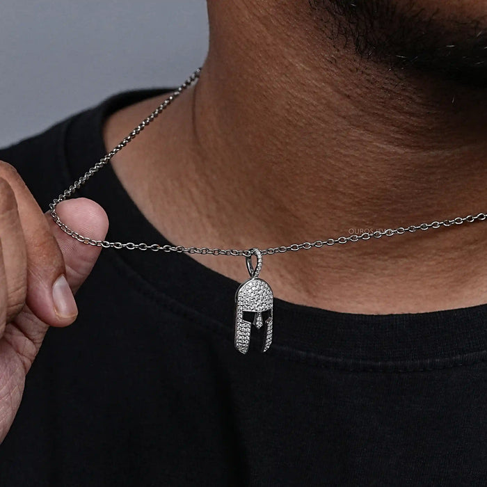 Spartan Mask Round Diamond Pendant