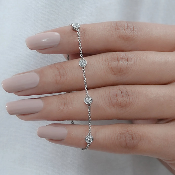 Round Diamond Bezel Set Chain Bracelet